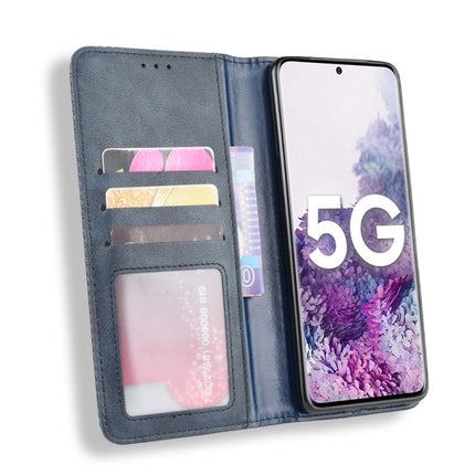 For Galaxy S20+/S20+5G Magnetic Buckle Retro Crazy Horse Texture Horizontal Flip Leather Case , with Holder & Card Slots & Photo Frame(Blue)-garmade.com