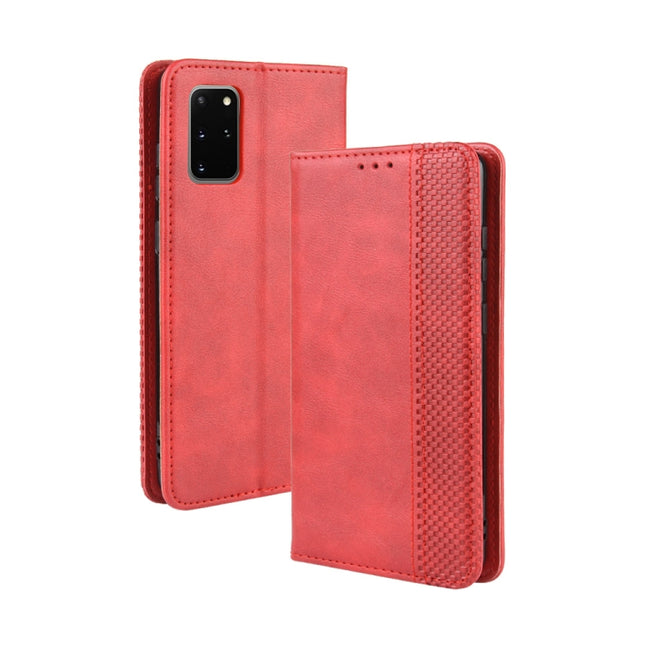 For Galaxy S20+/S20+5G Magnetic Buckle Retro Crazy Horse Texture Horizontal Flip Leather Case , with Holder & Card Slots & Photo Frame(Red)-garmade.com