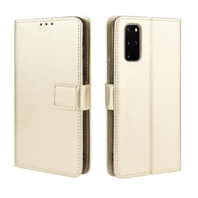 For Galaxy S20+/S20+5G Retro Crazy Horse Texture Horizontal Flip Leather Case with Holder & Card Slots & Photo Frame(Gold)-garmade.com