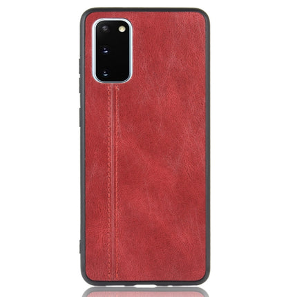 For Galaxy S20/S20 5G Shockproof Sewing Cow Pattern Skin PC + PU + TPU Case(Red)-garmade.com