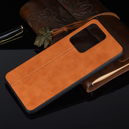For Galaxy S20 Ultra Shockproof Sewing Cow Pattern Skin PC + PU + TPU Case(Orange)-garmade.com