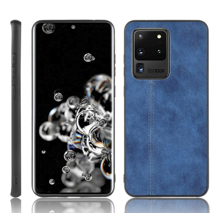 For Galaxy S20 Ultra Shockproof Sewing Cow Pattern Skin PC + PU + TPU Case(Blue)-garmade.com