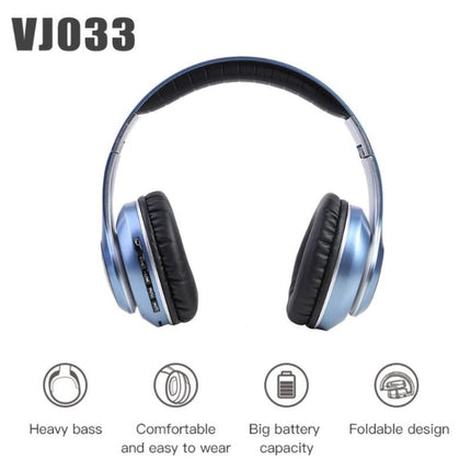 VJ033 Multi-function Upgrade Bluetooth 5.0 Headset Stereo Wireless LED Microphone FM Radio Headset(Black)-garmade.com