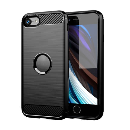 For iPhone SE 2020 Brushed Texture Carbon Fiber TPU Case(Black)-garmade.com