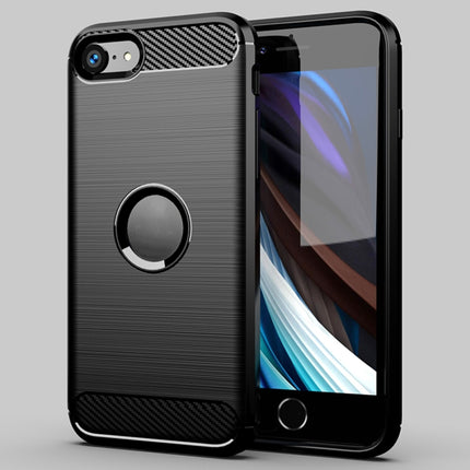 For iPhone SE 2020 Brushed Texture Carbon Fiber TPU Case(Black)-garmade.com