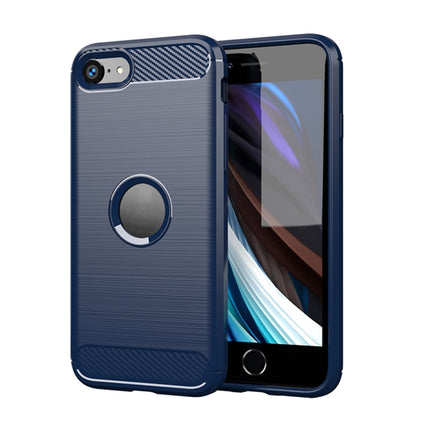 For iPhone SE 2020 Brushed Texture Carbon Fiber TPU Case(Navy Blue)-garmade.com