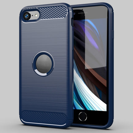 For iPhone SE 2020 Brushed Texture Carbon Fiber TPU Case(Navy Blue)-garmade.com