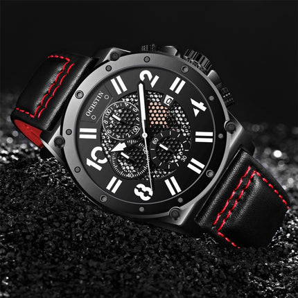 Ochstin 6122 Multi Function Quartz Watch Sports Luminous Waterproof Watch Calendar Leather Men Watch(Black)-garmade.com