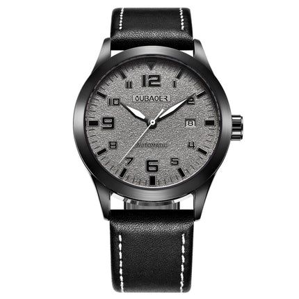 Ochstin 62028 Fashion Fully Automatic Mechanical Watch Waterproof Men Leisure Mechanical Watch Calendar Leather Watch(Grey)-garmade.com