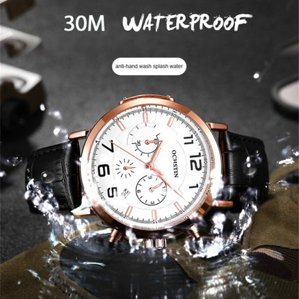 Ochstin 6105 Multi Function Watch Business Leisure Men Watch Waterproof Timing Quartz Watch Belt Watch(Rose Gold Black)-garmade.com
