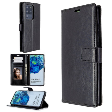 For Galaxy S20 Ultra Crazy Horse Texture Horizontal Flip Leather Case with Holder & Card Slots & Wallet & Photo Frame(Black)-garmade.com