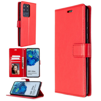 For Galaxy S20 Ultra Crazy Horse Texture Horizontal Flip Leather Case with Holder & Card Slots & Wallet & Photo Frame(Red)-garmade.com