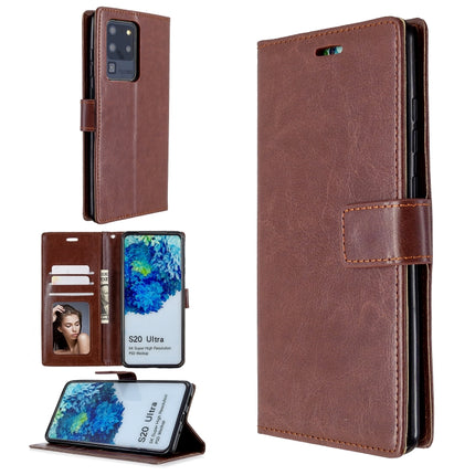 For Galaxy S20 Ultra Crazy Horse Texture Horizontal Flip Leather Case with Holder & Card Slots & Wallet & Photo Frame(Brown)-garmade.com