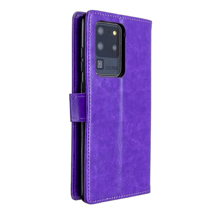 For Galaxy S20 Ultra Crazy Horse Texture Horizontal Flip Leather Case with Holder & Card Slots & Wallet & Photo Frame(Purple)-garmade.com