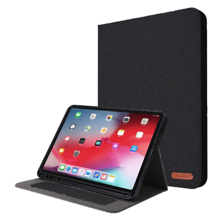 For iPad Pro 11(2020) Horizontal Flip TPU + Fabric PU Leather Protective Tablet Case with Name Card Clip(Black)-garmade.com