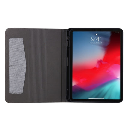 For iPad Pro 11(2020) Horizontal Flip TPU + Fabric PU Leather Protective Tablet Case with Name Card Clip(Black)-garmade.com