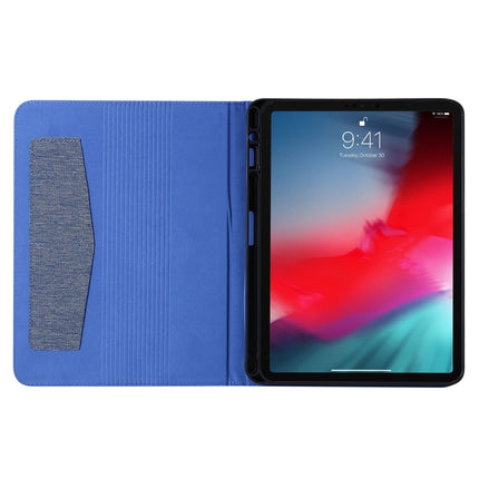 For iPad Pro 11(2020) Horizontal Flip TPU + Fabric PU Leather Protective Tablet Case with Name Card Clip(Deep Blue)-garmade.com