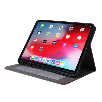 For iPad Pro 11(2020) Horizontal Flip TPU + Fabric PU Leather Protective Tablet Case with Name Card Clip(Gray)-garmade.com
