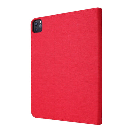 For iPad Pro 11(2020) Horizontal Flip TPU + Fabric PU Leather Protective Tablet Case with Name Card Clip(Red)-garmade.com