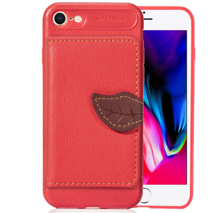 For iPhone SE 2020 Leaf Buckle Litchi Texture Card Holder PU + TPU Case with Card Slot & Wallet & Holder & Photo Frame(Red)-garmade.com