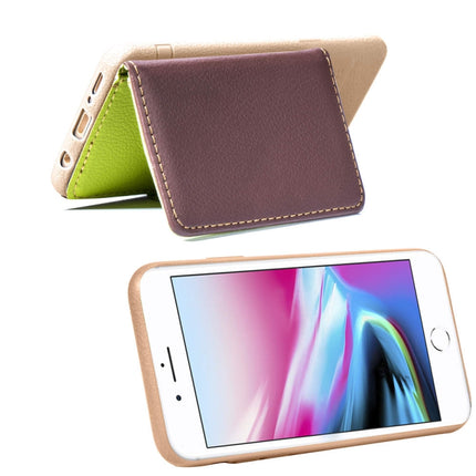 For iPhone SE 2020 Leaf Buckle Litchi Texture Card Holder PU + TPU Case with Card Slot & Wallet & Holder & Photo Frame(Brown)-garmade.com