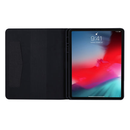 For iPad Pro 12.9(2020) Horizontal Flip TPU + Fabric PU Leather Protective Case with Name Card Clip(Black)-garmade.com