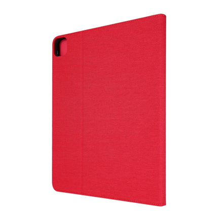 For iPad Pro 12.9(2020) Horizontal Flip TPU + Fabric PU Leather Protective Case with Name Card Clip(Red)-garmade.com