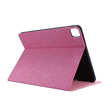 For iPad Pro 12.9(2020) Horizontal Flip TPU + Fabric PU Leather Protective Case with Name Card Clip(Gray)-garmade.com