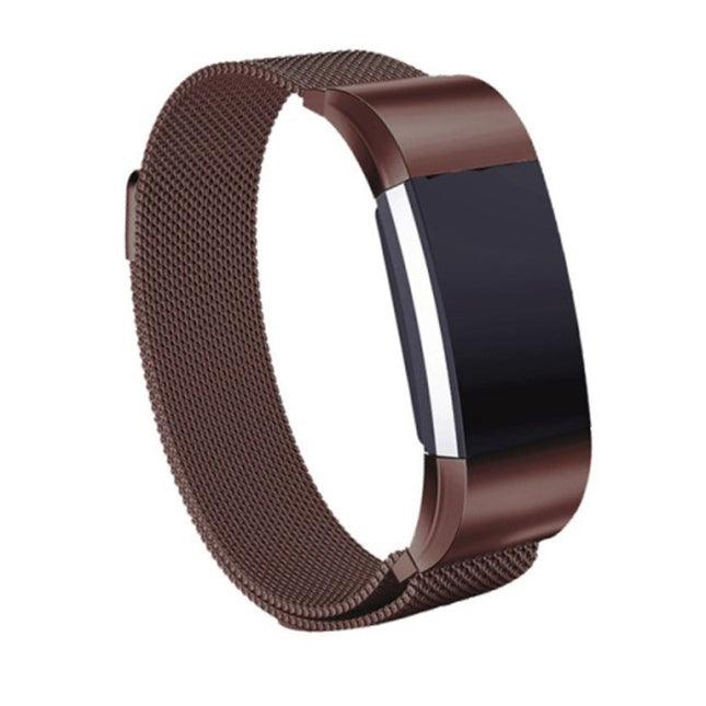 Stainless Steel Magnet Wrist Strap for FITBIT Charge 4， Large Size: 210x18mm(Coffee)-garmade.com