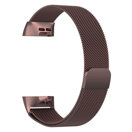 Stainless Steel Magnet Wrist Strap for FITBIT Charge 4， Large Size: 210x18mm(Coffee)-garmade.com