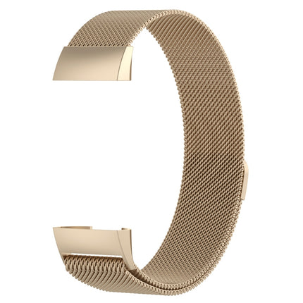 Stainless Steel Magnet Wrist Strap for FITBIT Charge 4， Large Size: 210x18mm(Champagne Gold)-garmade.com
