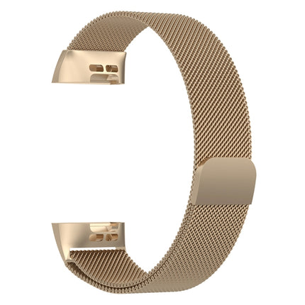 Stainless Steel Magnet Wrist Strap for FITBIT Charge 4， Large Size: 210x18mm(Champagne Gold)-garmade.com