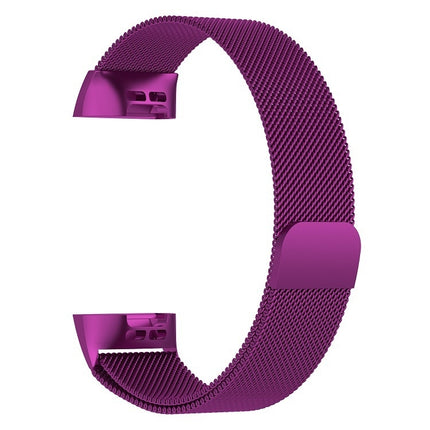 Stainless Steel Magnet Wrist Strap for FITBIT Charge 4， Large Size: 210x18mm(Dark Purple)-garmade.com