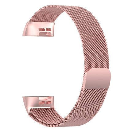 Stainless Steel Magnet Wrist Strap for FITBIT Charge 4， Large Size: 210x18mm(Pink)-garmade.com