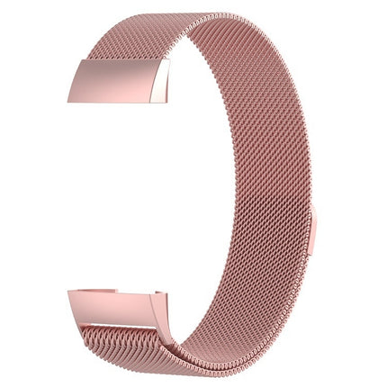 Stainless Steel Magnet Wrist Strap for FITBIT Charge 4， Large Size: 210x18mm(Pink)-garmade.com