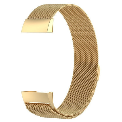 Stainless Steel Magnet Wrist Strap for FITBIT Charge 4， Large Size: 210x18mm(Gold)-garmade.com