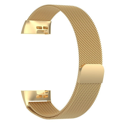 Stainless Steel Magnet Wrist Strap for FITBIT Charge 4， Large Size: 210x18mm(Gold)-garmade.com