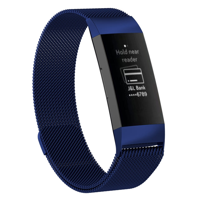 Stainless Steel Magnet Wrist Strap for FITBIT Charge 4， Large Size: 210x18mm(Blue)-garmade.com