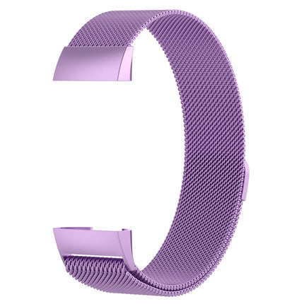 Stainless Steel Magnet Wrist Strap for FITBIT Charge 4， Large Size: 210x18mm(Light Purple)-garmade.com