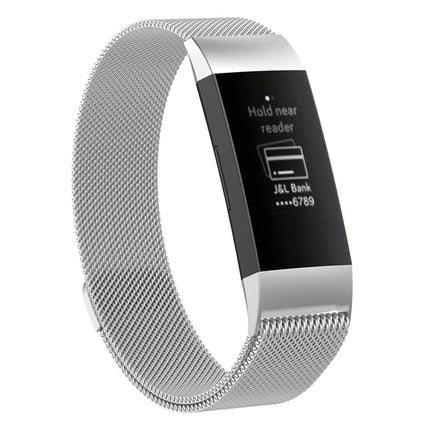Stainless Steel Magnet Wrist Strap for FITBIT Charge 4， Large Size: 210x18mm(Silver)-garmade.com