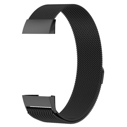 Stainless Steel Magnet Wrist Strap for FITBIT Charge 4，Small Size: 190x18mm(Black)-garmade.com
