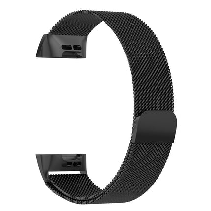 Stainless Steel Magnet Wrist Strap for FITBIT Charge 4，Small Size: 190x18mm(Black)-garmade.com