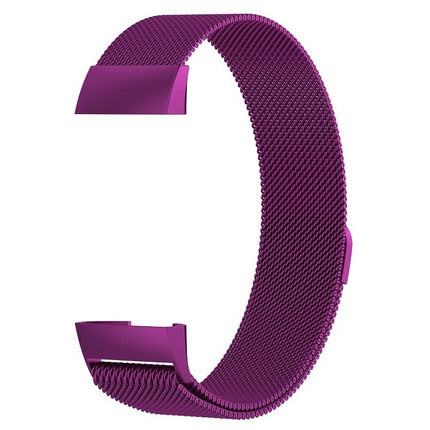 Stainless Steel Magnet Wrist Strap for FITBIT Charge 4，Small Size: 190x18mm(Dark Purple)-garmade.com