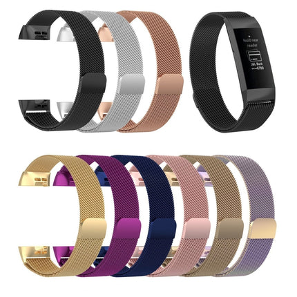 Stainless Steel Magnet Wrist Strap for FITBIT Charge 4，Small Size: 190x18mm(Dark Purple)-garmade.com