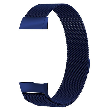 Stainless Steel Magnet Wrist Strap for FITBIT Charge 4，Small Size: 190x18mm(Blue)-garmade.com