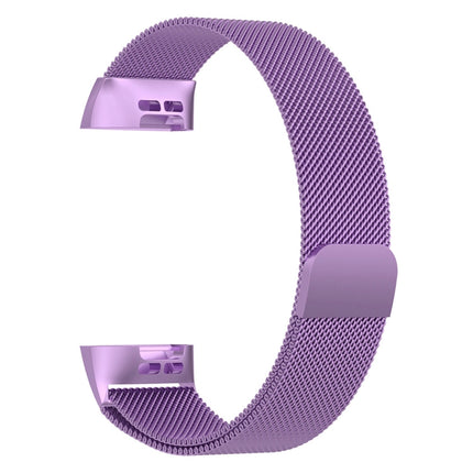 Stainless Steel Magnet Wrist Strap for FITBIT Charge 4，Small Size: 190x18mm(Light Purple)-garmade.com