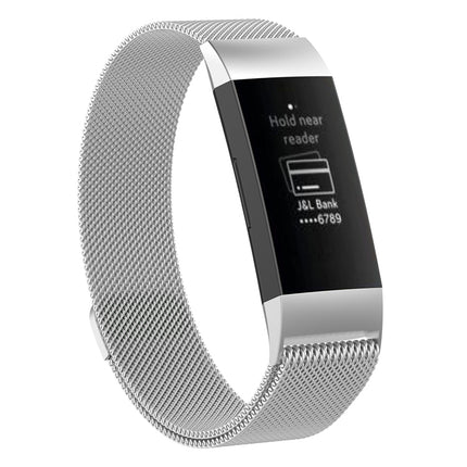 Stainless Steel Magnet Wrist Strap for FITBIT Charge 4，Small Size: 190x18mm(Silver)-garmade.com