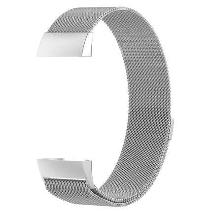 Stainless Steel Magnet Wrist Strap for FITBIT Charge 4，Small Size: 190x18mm(Silver)-garmade.com