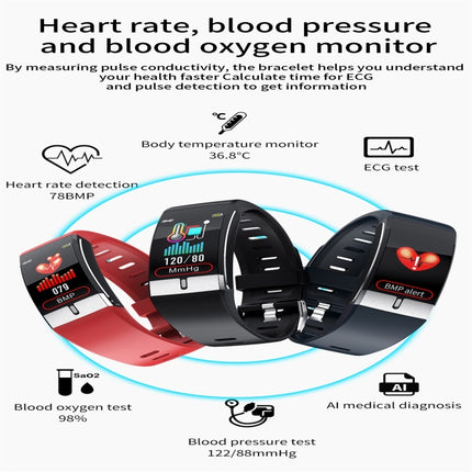E66 1.08inch TFT Color Screen Smart Watch IP68 Waterproof,Support Temperature Monitoring/ECG function /Heart Rate Monitoring/Blood Pressure Monitoring/Blood Oxygen Monitoring(Blue)-garmade.com