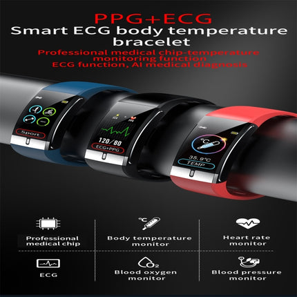 E66 1.08inch TFT Color Screen Smart Watch IP68 Waterproof,Support Temperature Monitoring/ECG function /Heart Rate Monitoring/Blood Pressure Monitoring/Blood Oxygen Monitoring(Red)-garmade.com